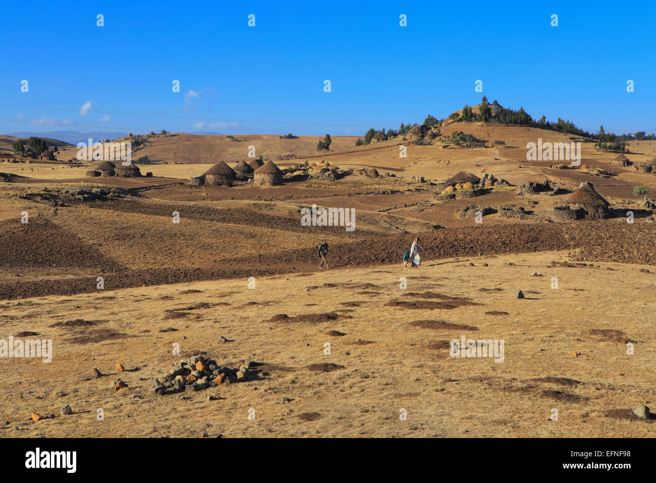 Avis de highlands près de Dilbe, région d'Amhara, en Éthiopie Banque D'Images