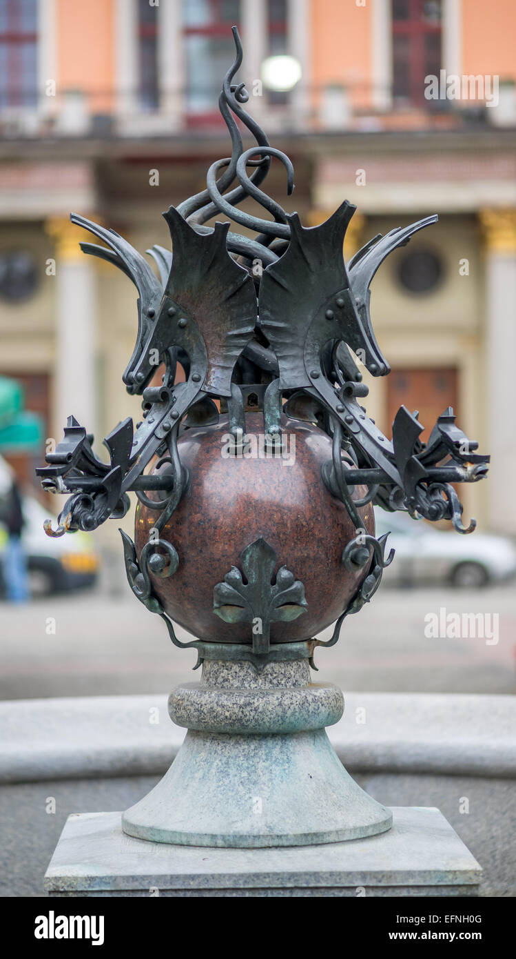 Fontaine Plac Solny Square Wroclaw Banque D'Images