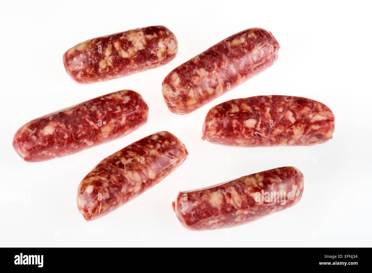 Saucisses italiennes brutes faites de sanglier, graisse de porc saucisse fine délicate de l'alimentation faible en gras gras Cholestérol faible boucher spécialité sp Banque D'Images