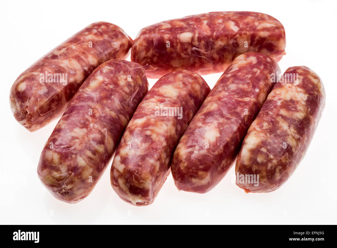 Saucisses italiennes brutes faites de sanglier, graisse de porc saucisse fine délicate de l'alimentation faible en gras gras Cholestérol faible boucher spécialité sp Banque D'Images