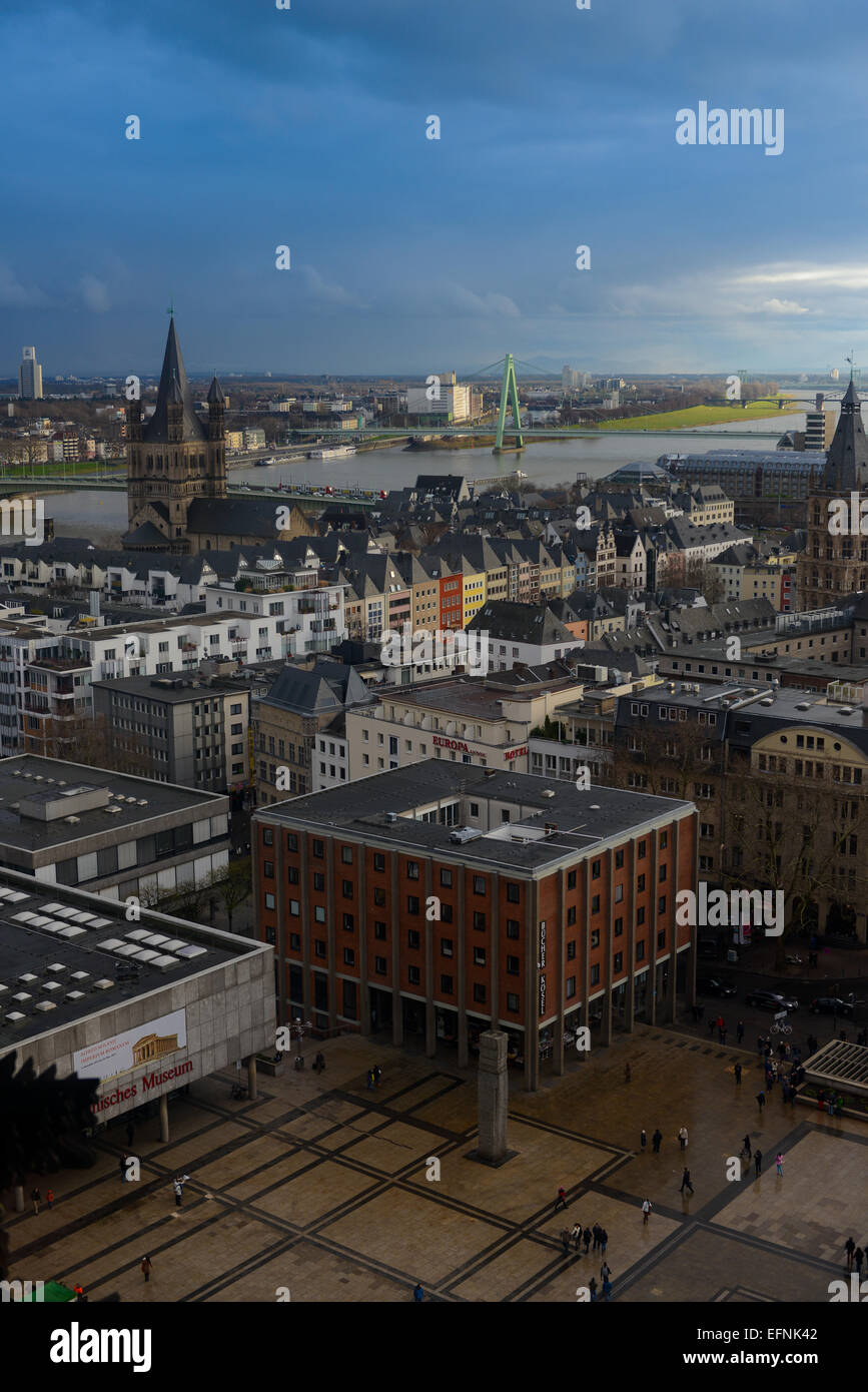 Cologne panorama avec Rhin de la cathédrale de Cologne, Allemagne Banque D'Images