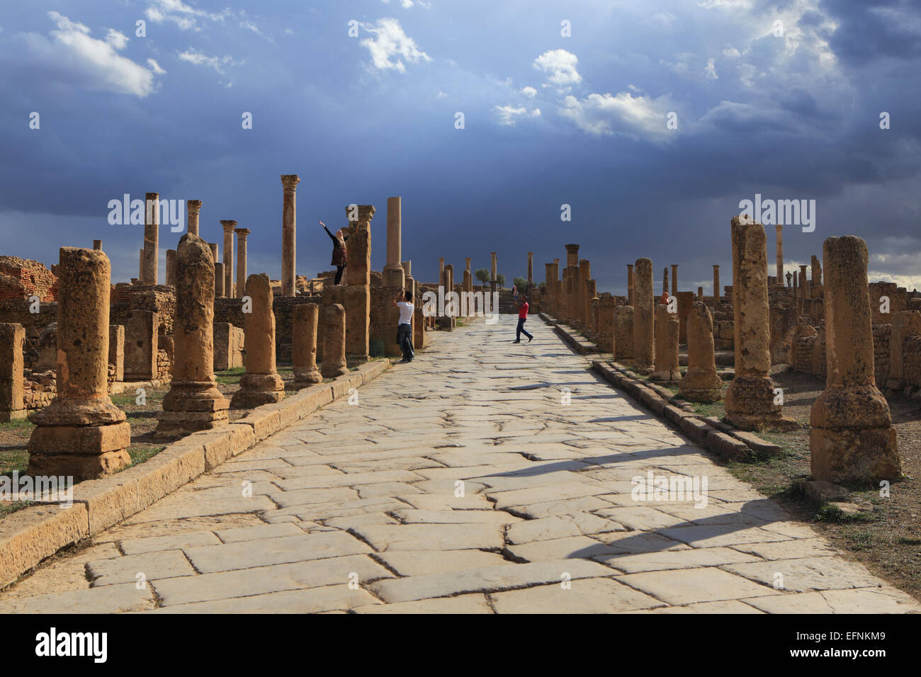 Ancienne ville romaine (2-3ème siècles), Timgad, Batna Province, Algérie Banque D'Images