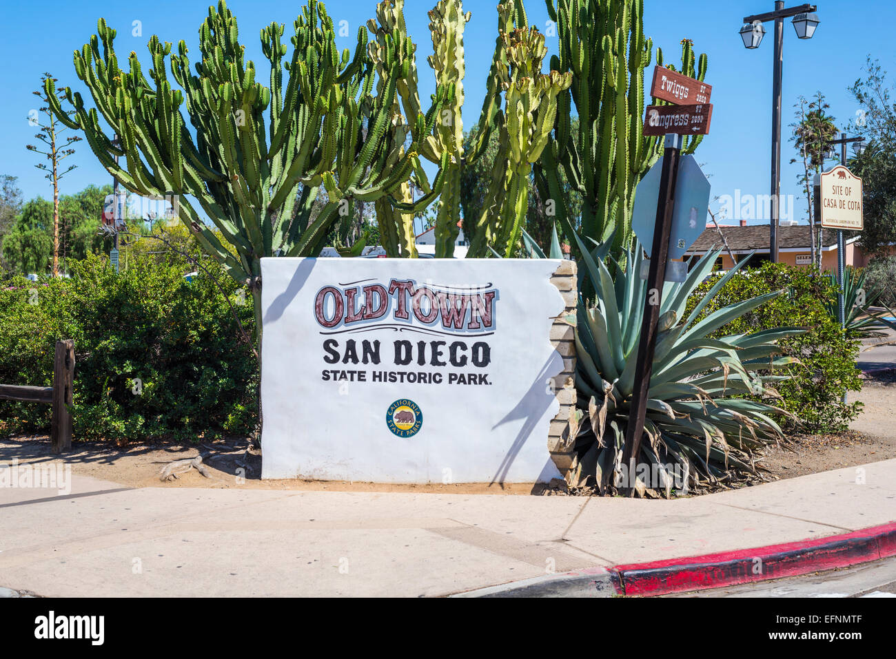 Old Town San Diego State Historic Park signe. San Diego, Californie, États-Unis. Banque D'Images