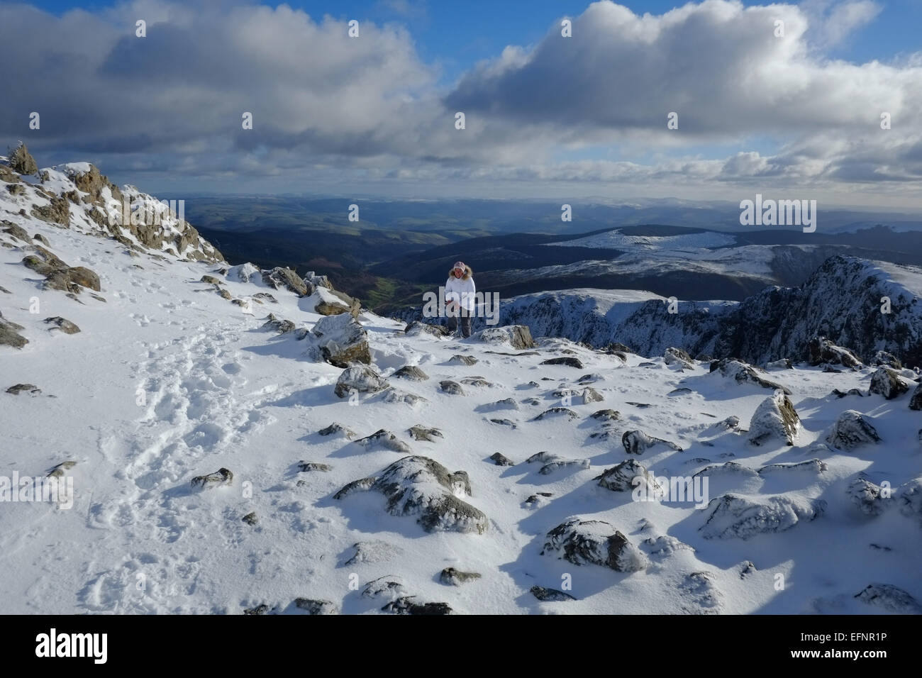 Cadir Idris, en hiver, dans la neige Banque D'Images