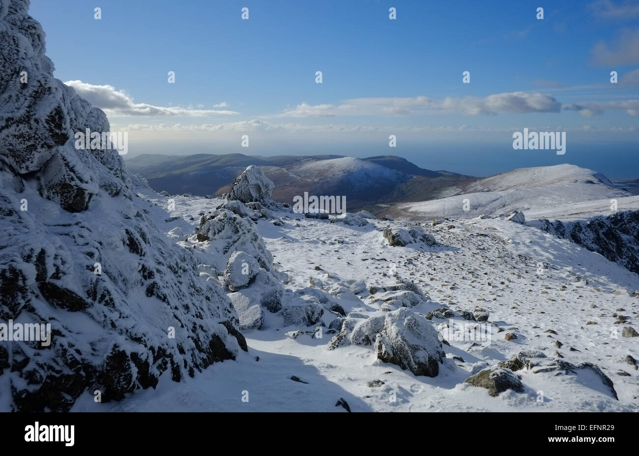 Cadir Idris, en hiver, dans la neige Banque D'Images