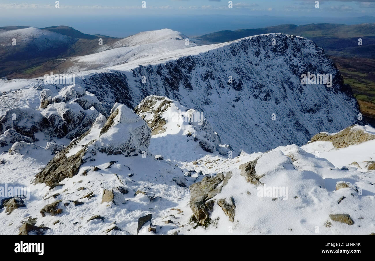 Cadir Idris, en hiver, dans la neige Banque D'Images