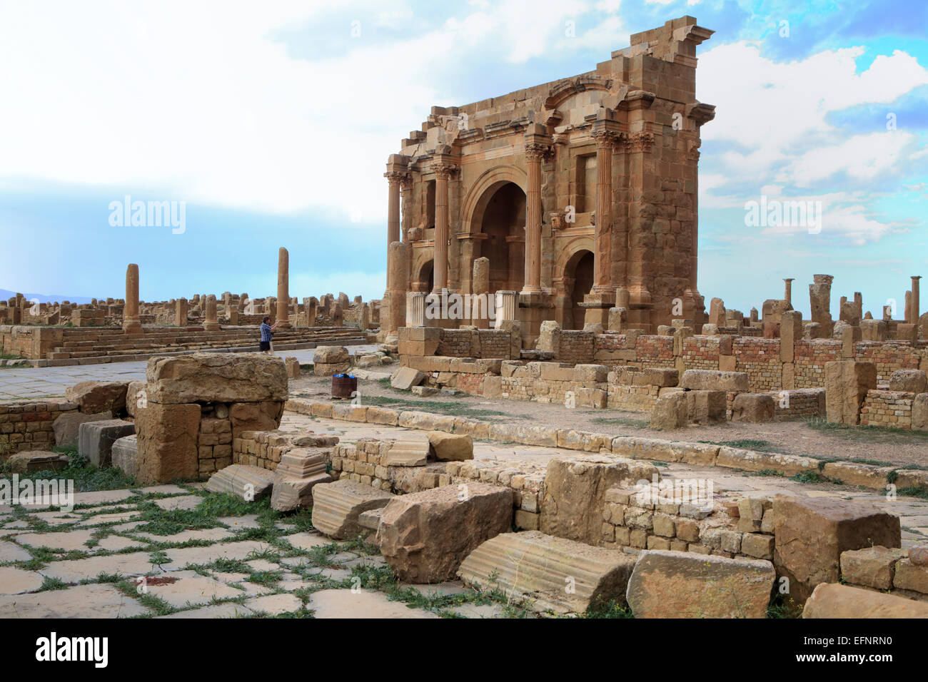 Ancienne ville romaine (2-3ème siècles), Timgad, Batna Province, Algérie Banque D'Images