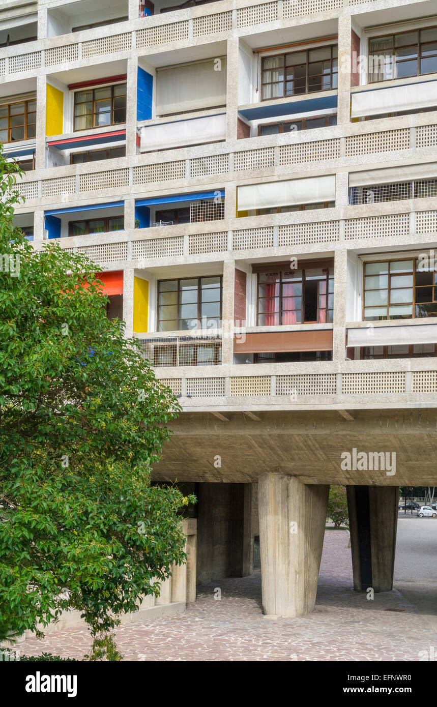 Unité d'habitation, le Corbisuer, Marseille, France, l'Architecture brutaliste, moderniste Banque D'Images