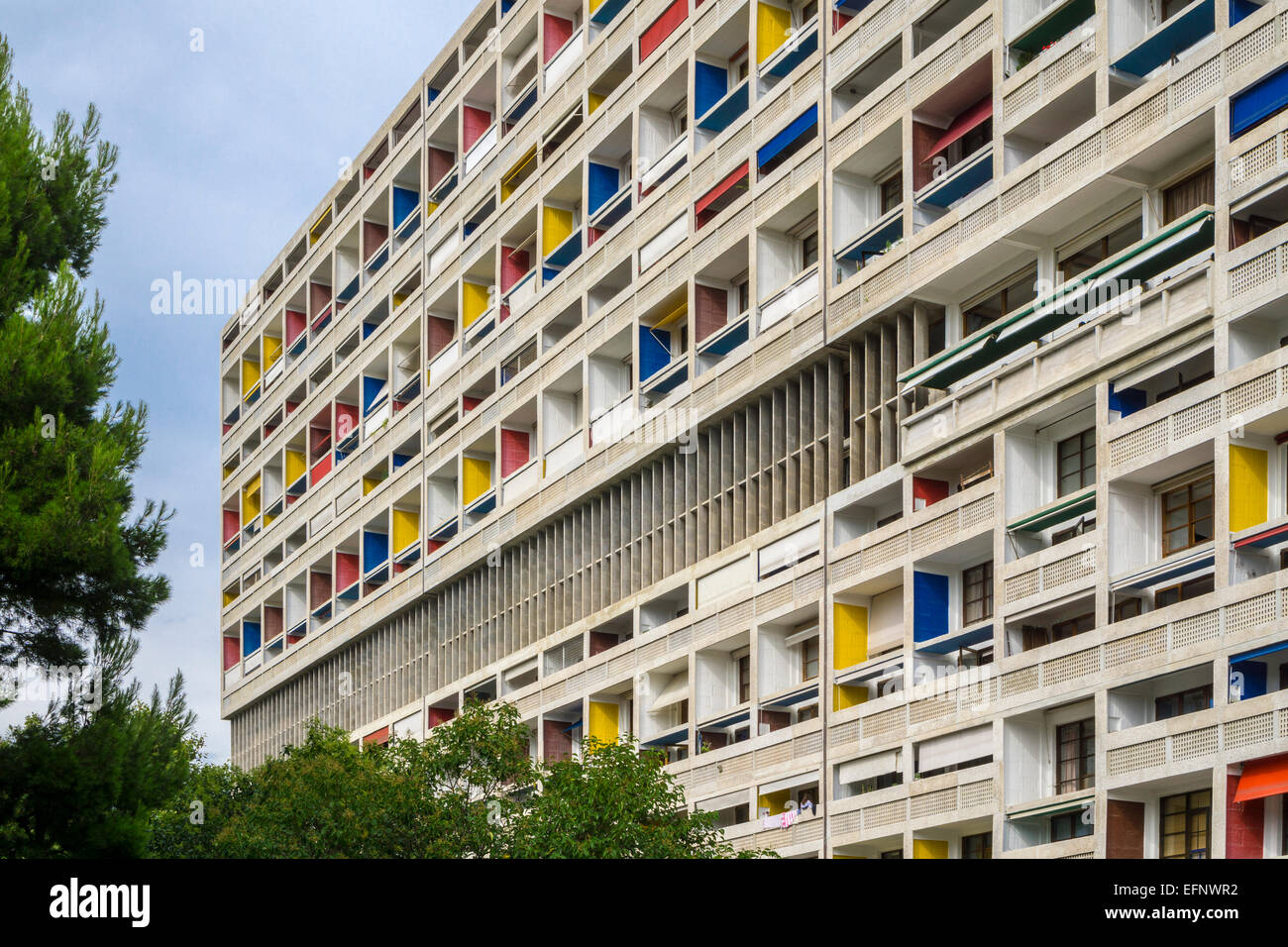 Unité d'habitation, le Corbisuer, Marseille, France, l'Architecture brutaliste, moderniste Banque D'Images