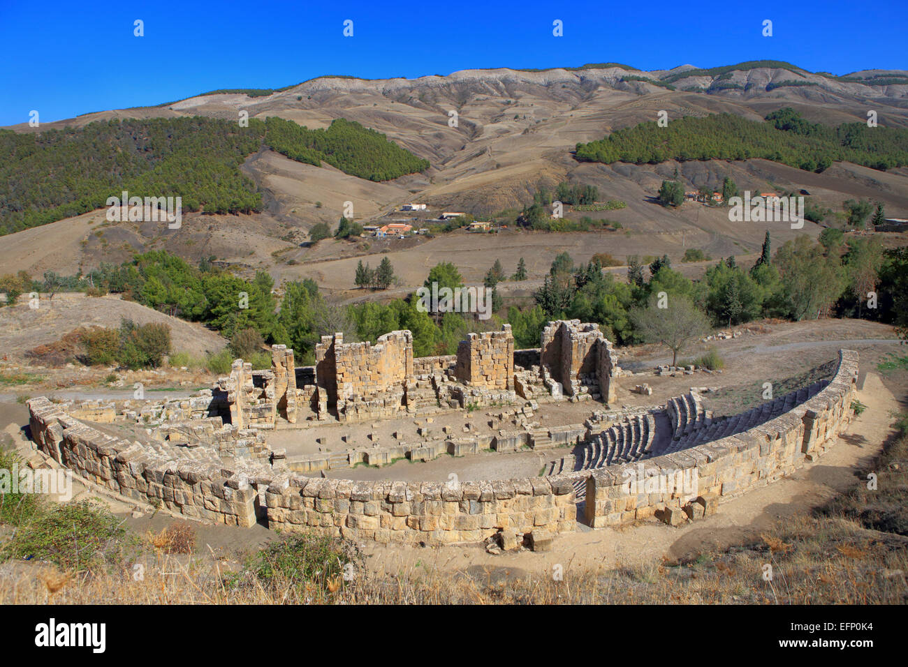 Théâtre romain, Ruines de l'antique ville Cuicul, Djemila, Sétif, Algérie Province Banque D'Images