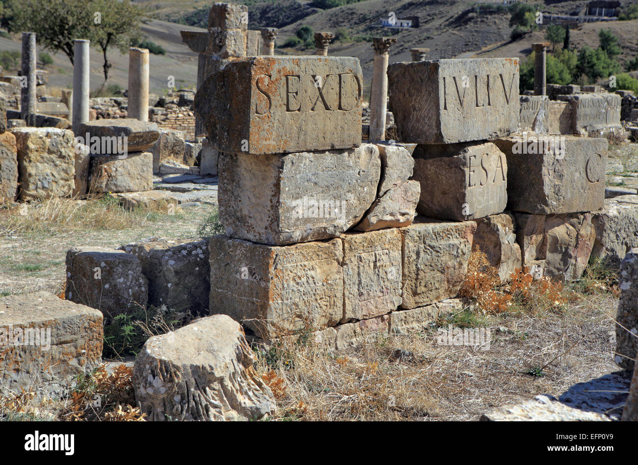 Ruines de l'antique ville Cuicul, Djemila, Sétif, Algérie Province Banque D'Images