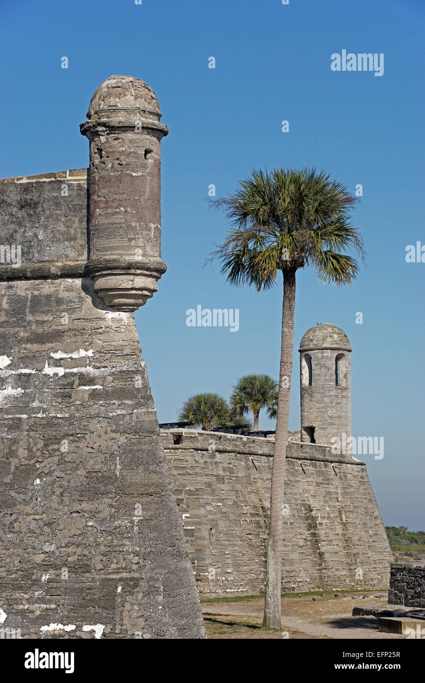 Castillo de San Marcos, forteresse construite en espagnol à Saint Augustine, en Floride. Banque D'Images