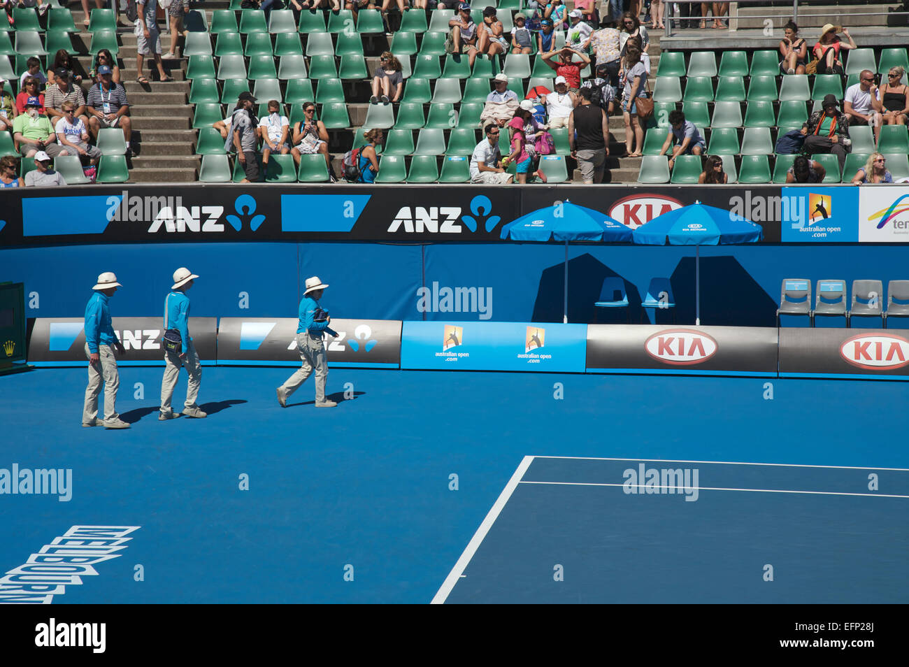 Australian Open Tennis Tournament trois empires dans la cour de tennis de Melbourne Banque D'Images