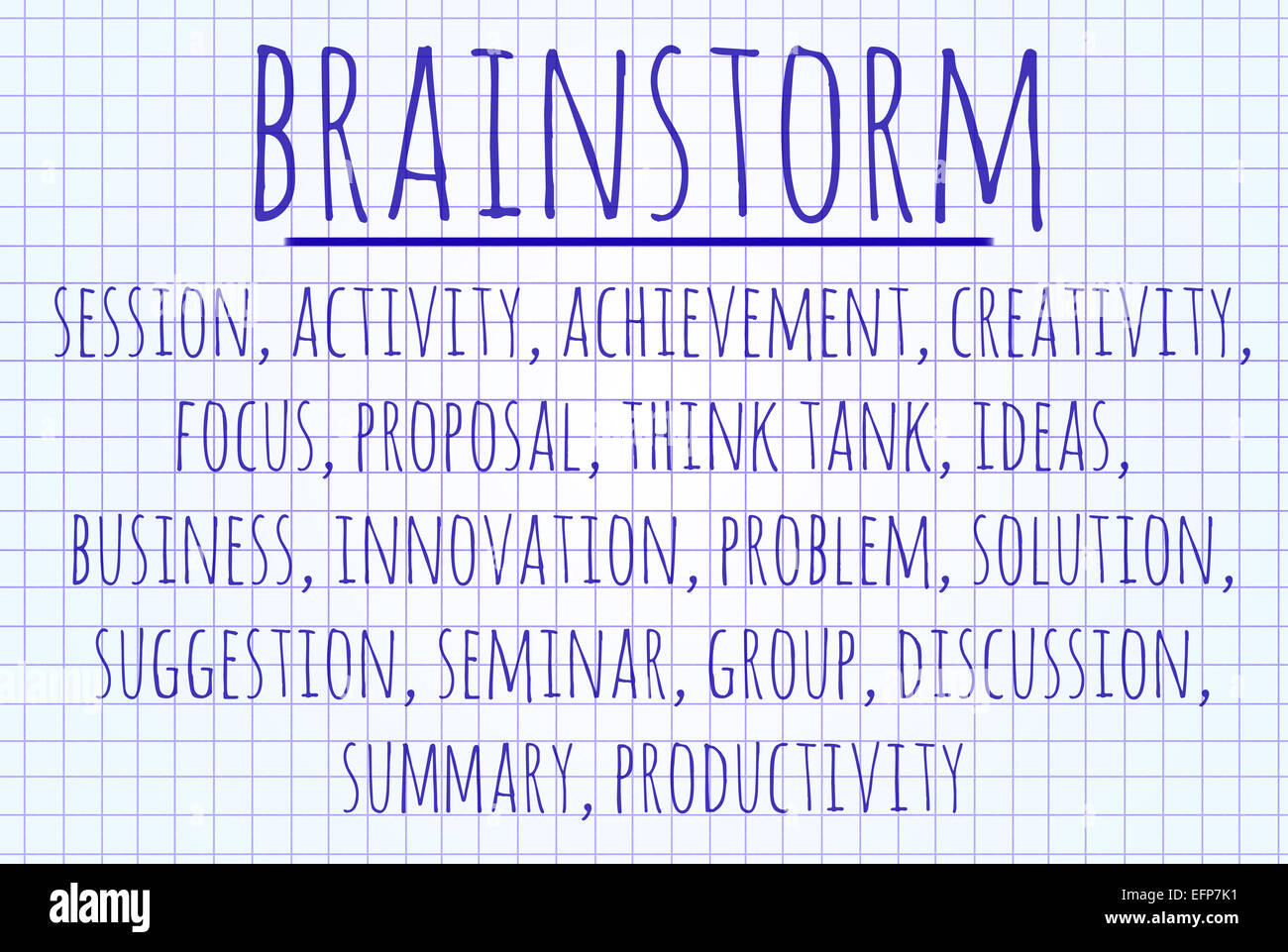 Brainstorm Nuage de mots écrits sur un morceau de papier Banque D'Images