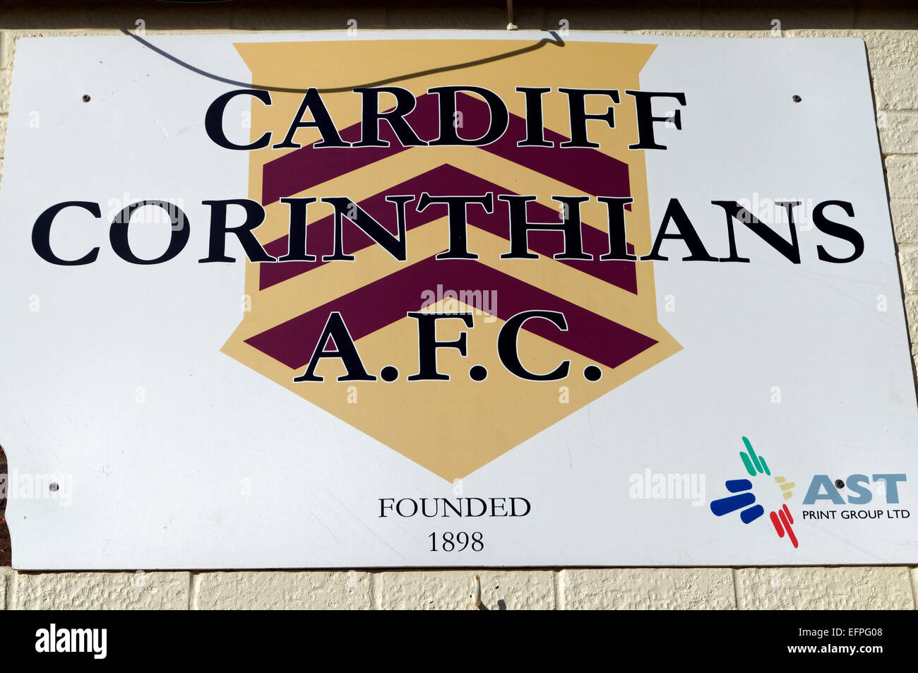 Corinthiens Cardiff football club AFC signe, Radyr, Cardiff, Pays de Galles, Royaume-Uni. Banque D'Images
