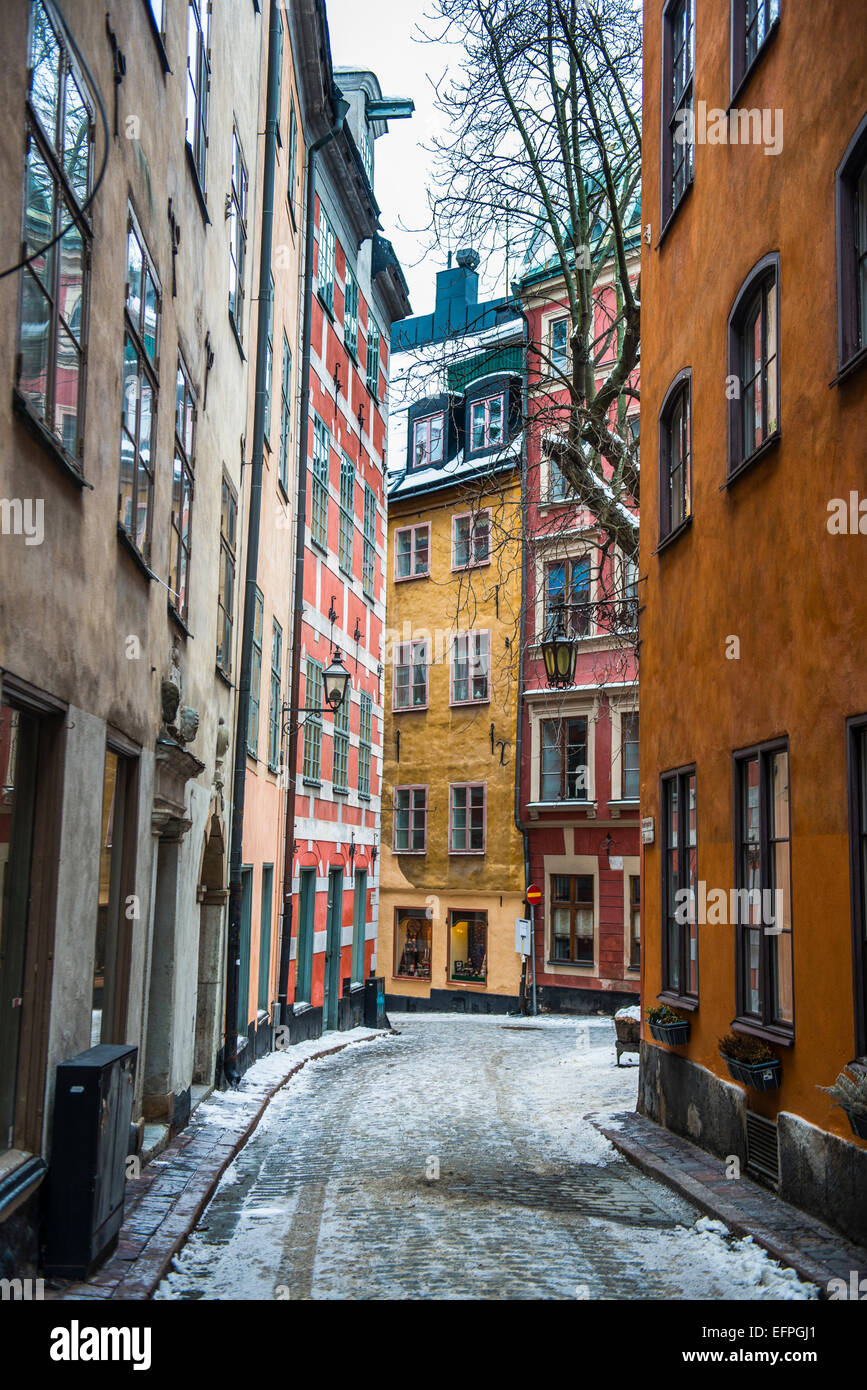 Peu de ruelles dans le vieux quartier de Gamla Stan à Stockholm, Suède Banque D'Images