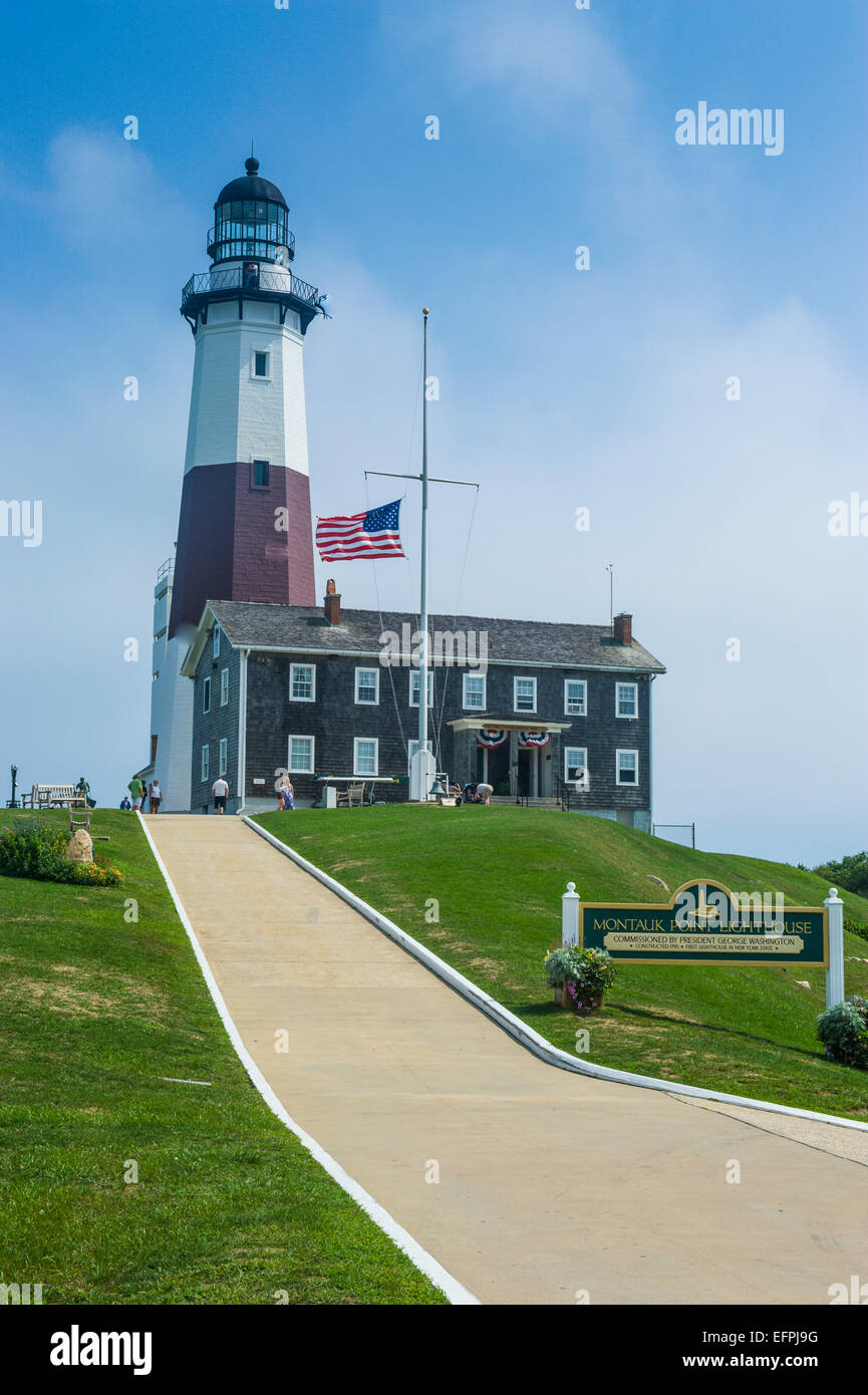 Le phare de Montauk, Montauk Point State Park, the Hamptons, Long Island, État de New York, États-Unis d'Amérique Banque D'Images