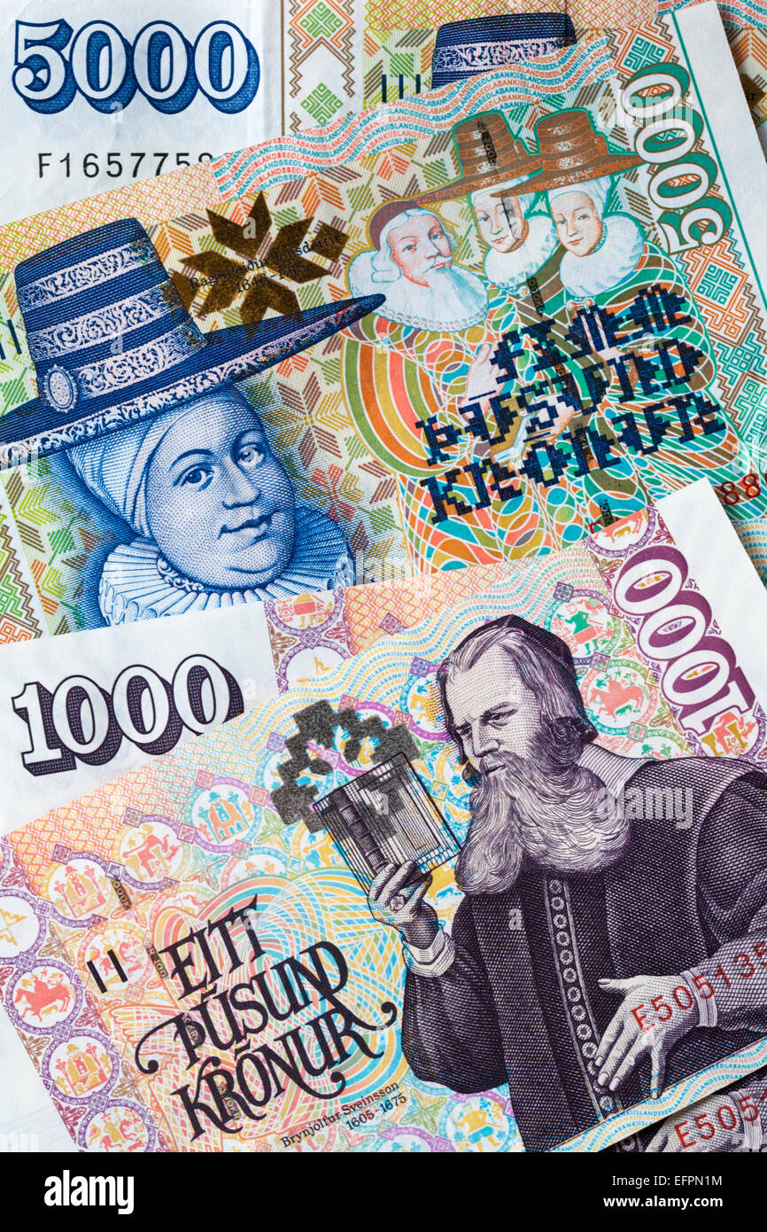Couronne islandaise devises pour maison de vacances en Islande Banque D'Images