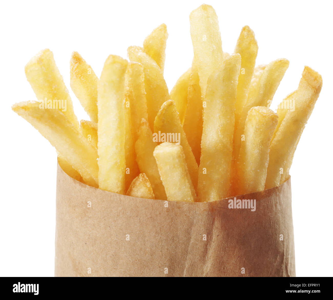 - Pommes de terre frites sur un fond blanc. La nourriture à emporter. Banque D'Images
