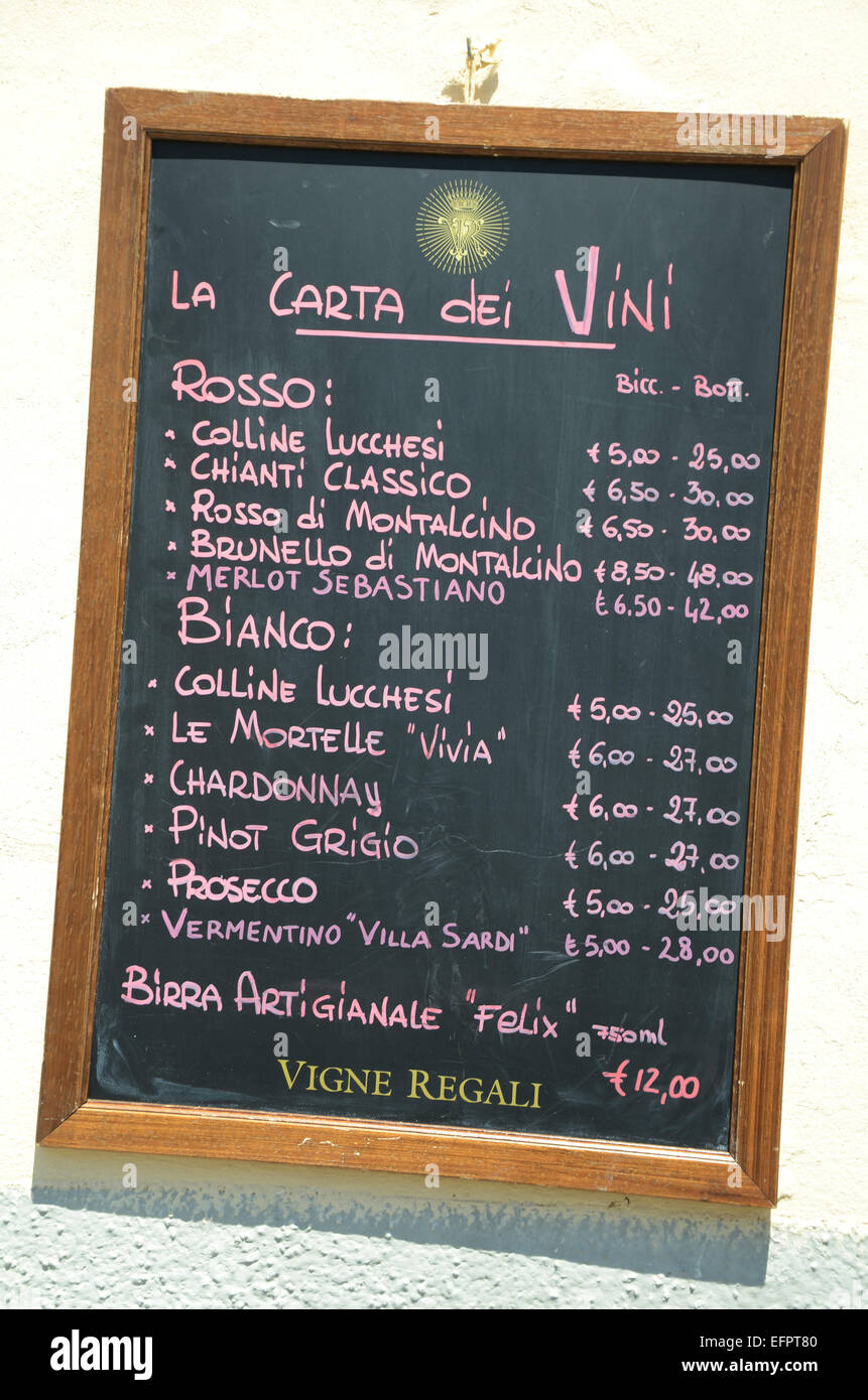 Carte Menu Restaurant Italien A Lucca Italie Photo Stock Alamy