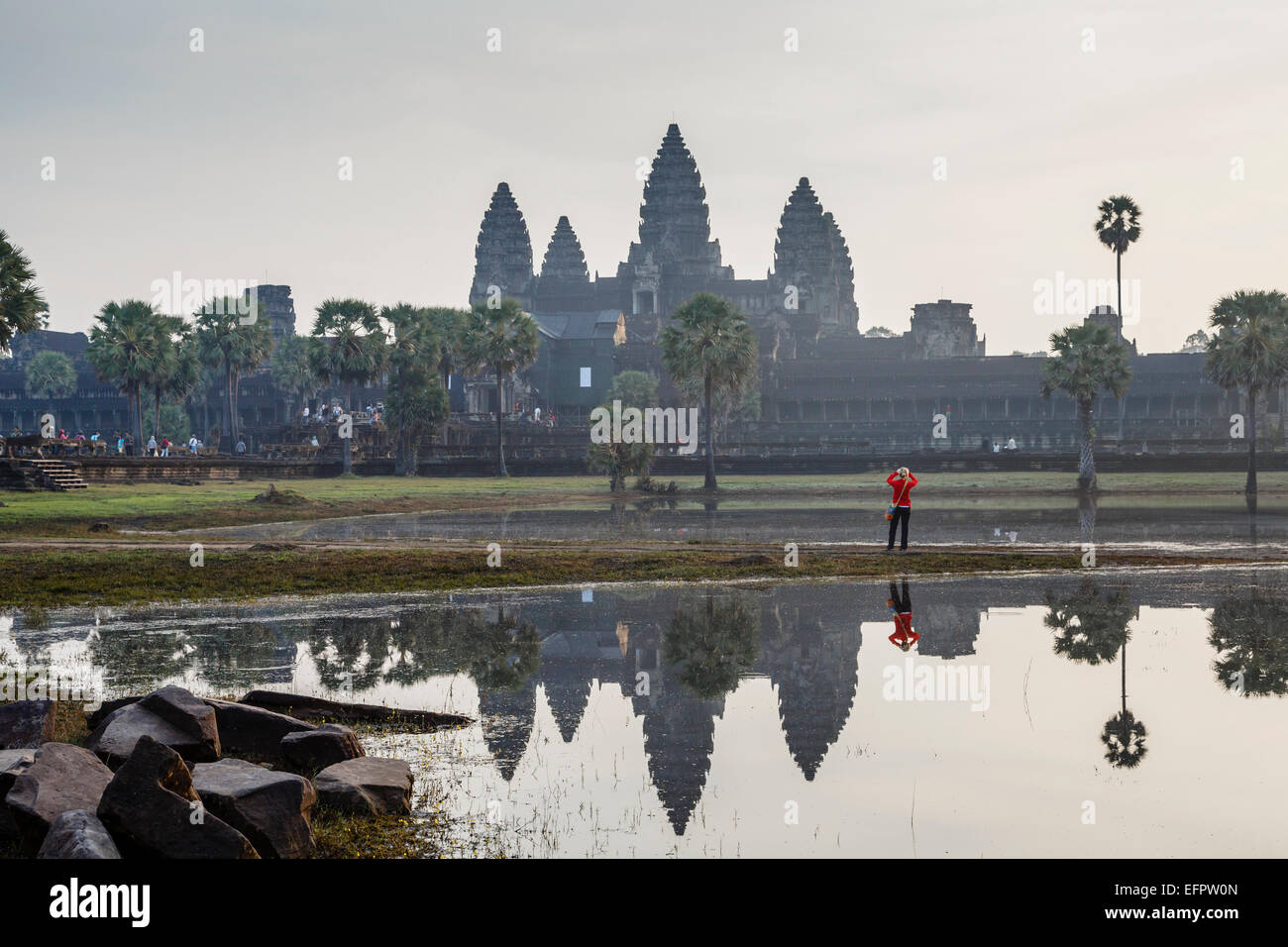 Temple d'Angkor Wat, Angkor, au Cambodge. Banque D'Images