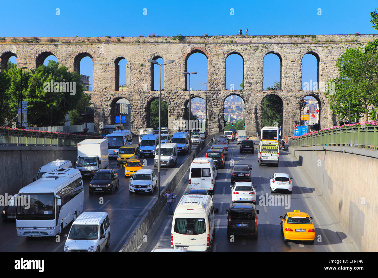 Aqueduc de Valens, empereur (375), Istanbul, Turquie Banque D'Images