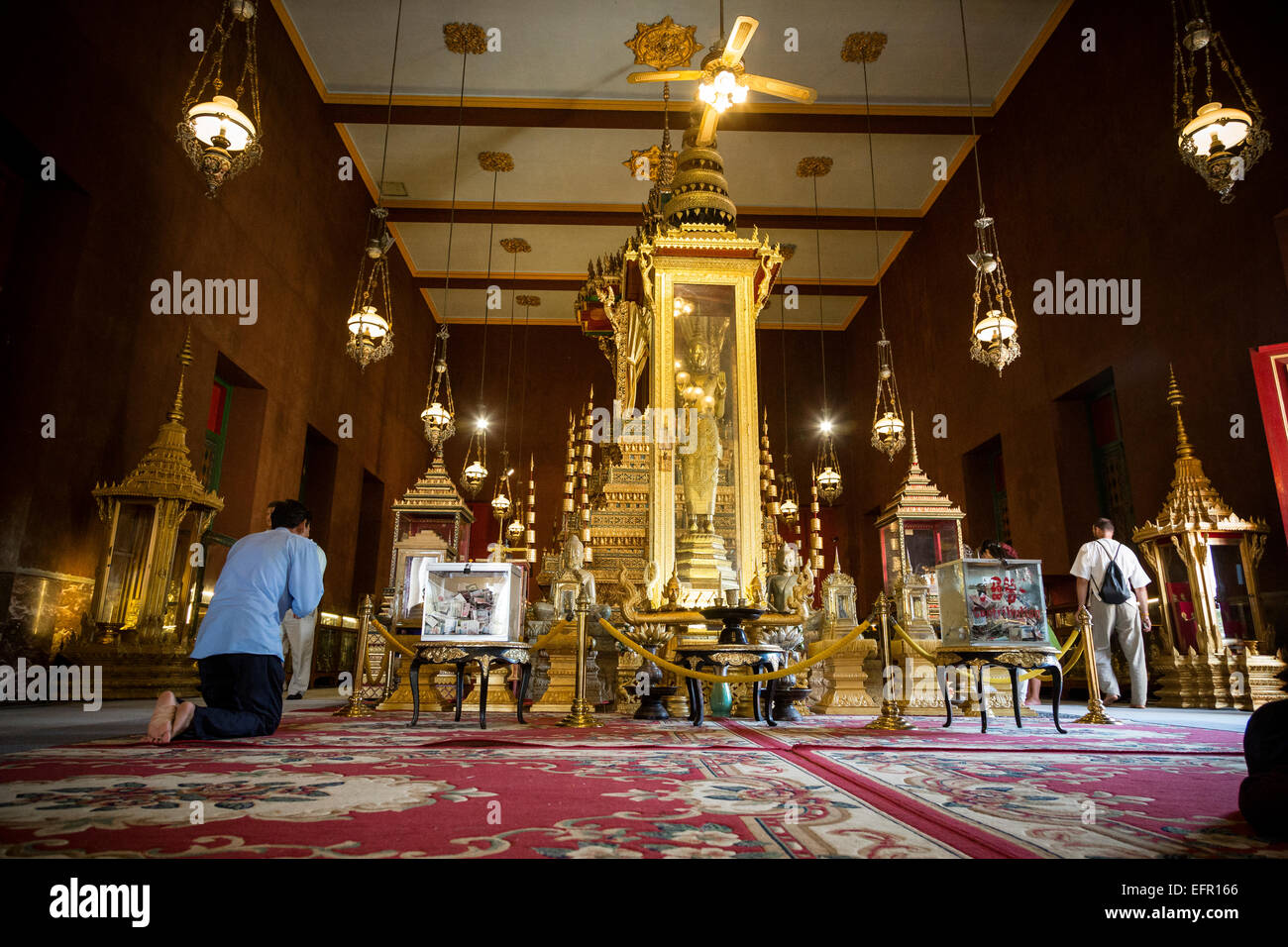 L'intérieur de la Pagode d'argent, du Palais Royal, Phnom Penh, Cambodge. Banque D'Images
