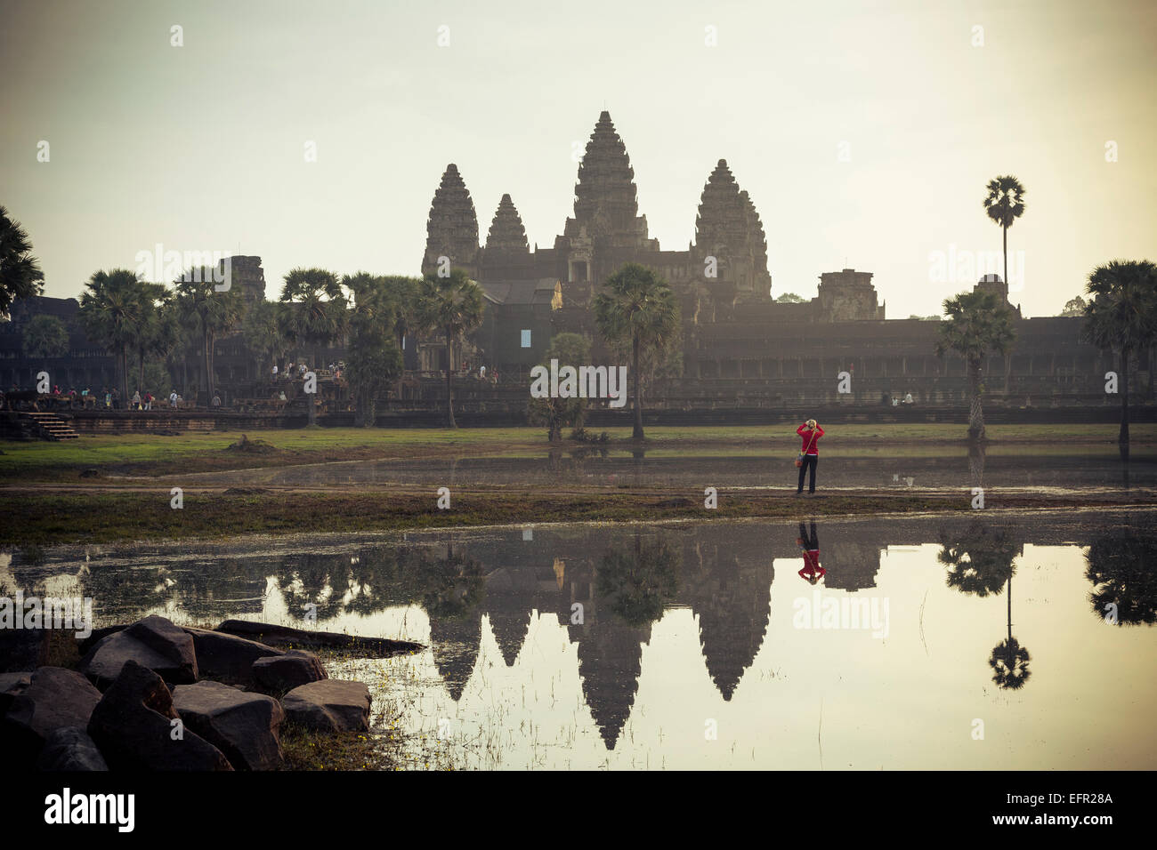 Temple d'Angkor Wat, Angkor, au Cambodge. Banque D'Images