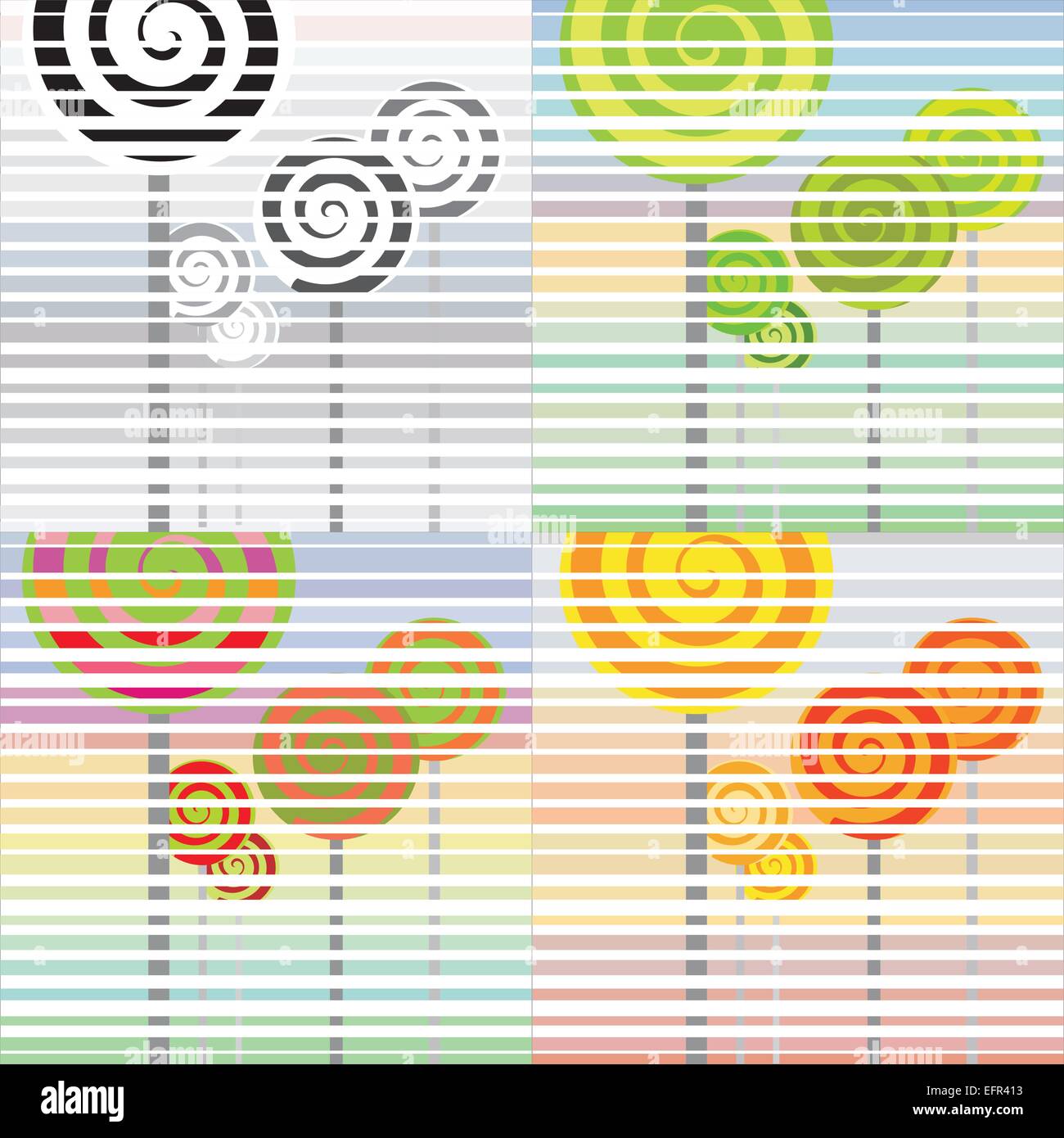 Quatre saisons résumé en rétro style lollipop Illustration de Vecteur