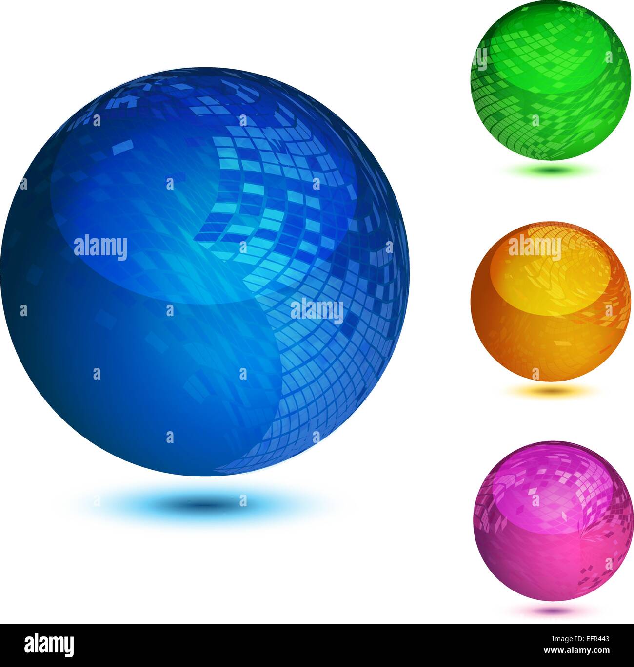 Couleur brillant résumé globes avec différents modèles de mosaïque. Fichier EPS10. Illustration de Vecteur