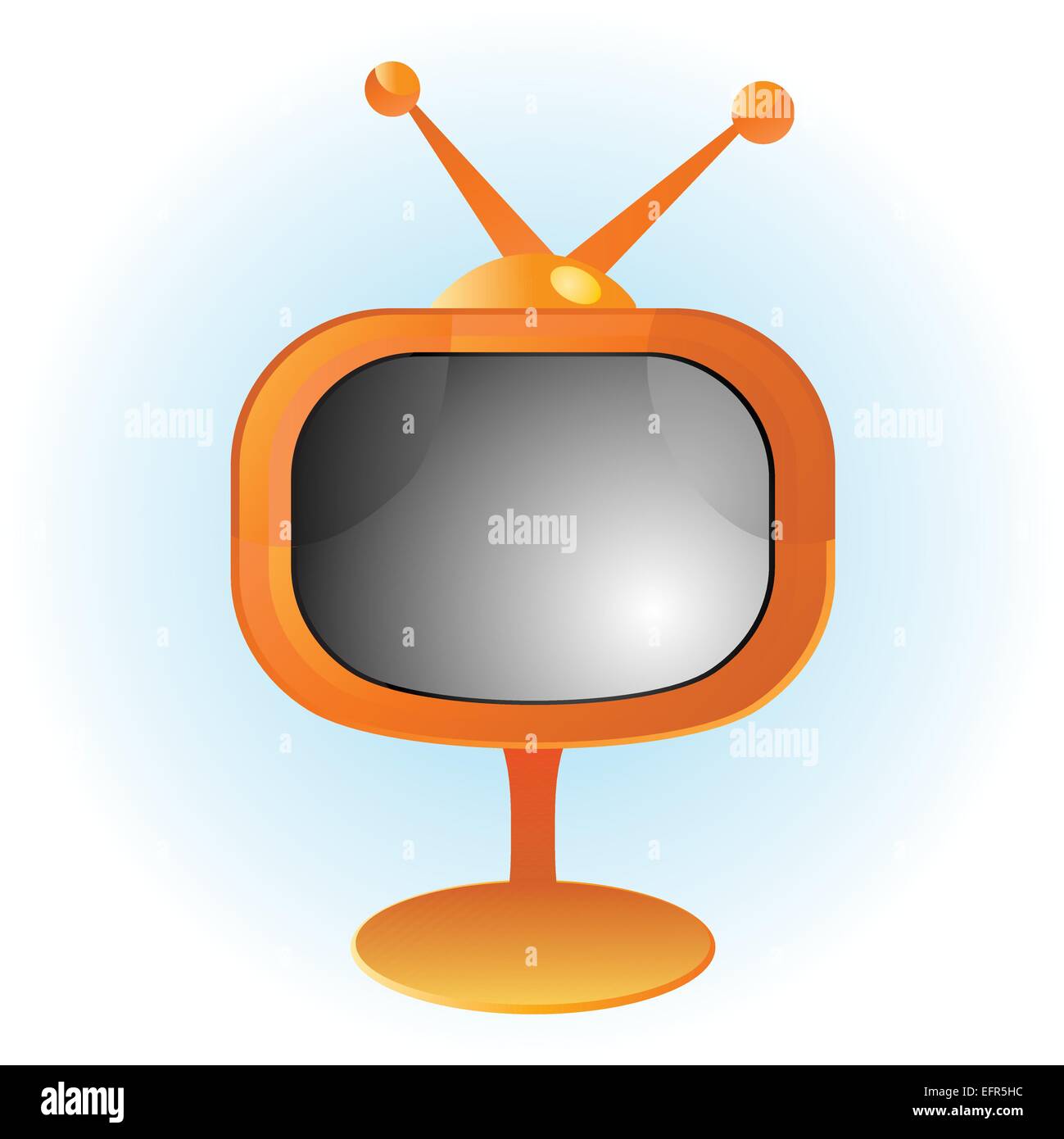 La télévision rétro orange avec des réflexions Illustration de Vecteur