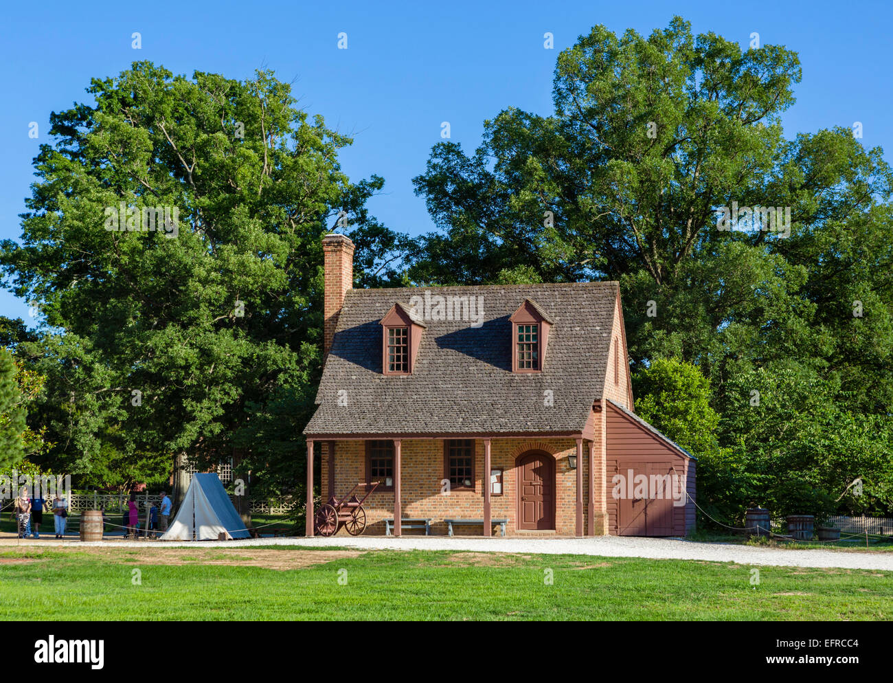 Le poste de garde dans la ville historique de Colonial Williamsburg, Virginia, USA Banque D'Images