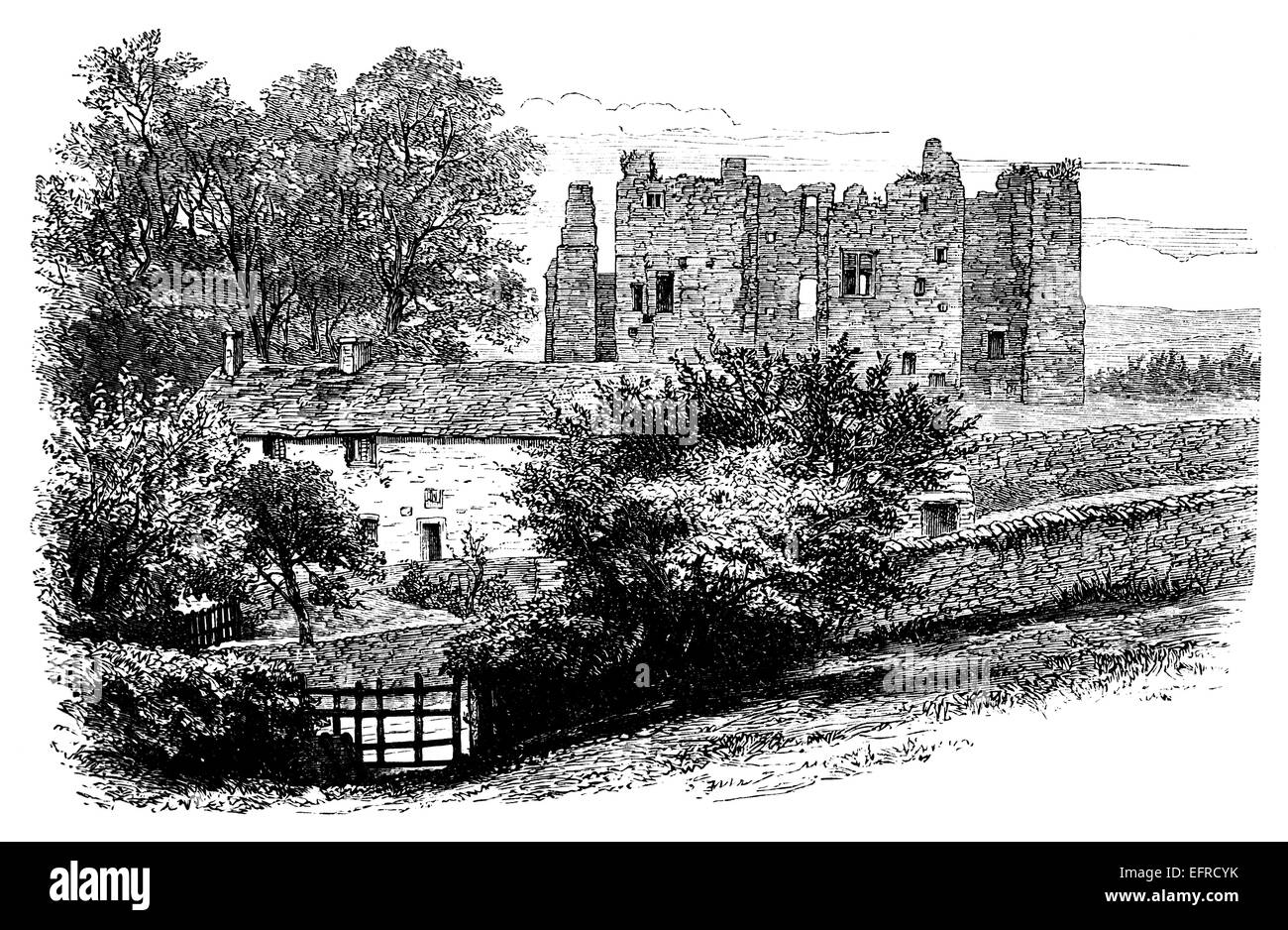 Bolton Abbey , UK, photographié à partir de la 'English Photos tirées avec stylo et crayon" publié à Londres ca. 1870. Banque D'Images