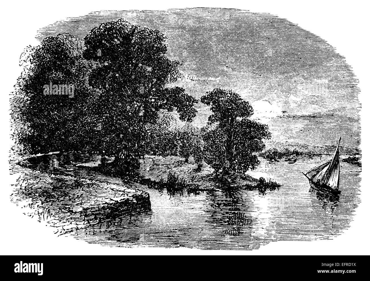 La rivière Cherwell, UK, photographié à partir de la 'English Photos tirées avec stylo et crayon" publié à Londres ca. 1870. Banque D'Images