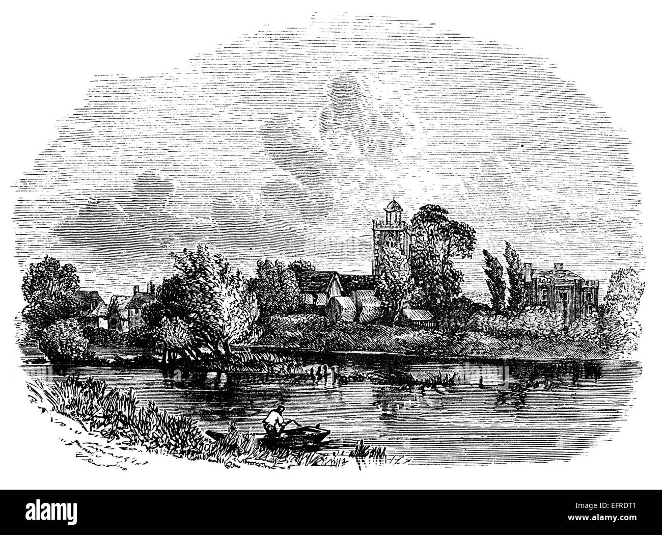 Bray, dans le Berkshire, photographié à partir de la 'English Photos tirées avec stylo et crayon" publié à Londres ca. 1870. Banque D'Images