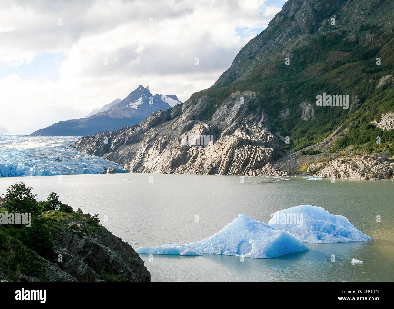 Glacier dans le Parc National Torres del Paine en Patagonie, au Chili. Banque D'Images