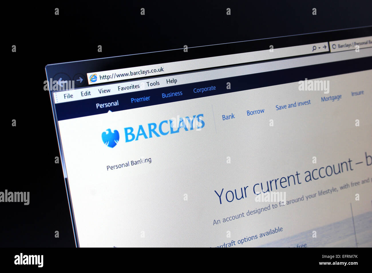 La banque Barclays websitw Banque D'Images