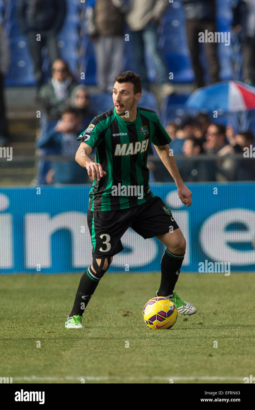 Genova, Italie. Feb 8, 2015. Alessandro Longhi (Sassuolo) Football/soccer : Italien 'Serie' un match entre l'UC Sampdoria 1-1 Sassuolo au Stadio Luigi Ferraris de Gênes, Italie . © Maurizio Borsari/AFLO/Alamy Live News Banque D'Images