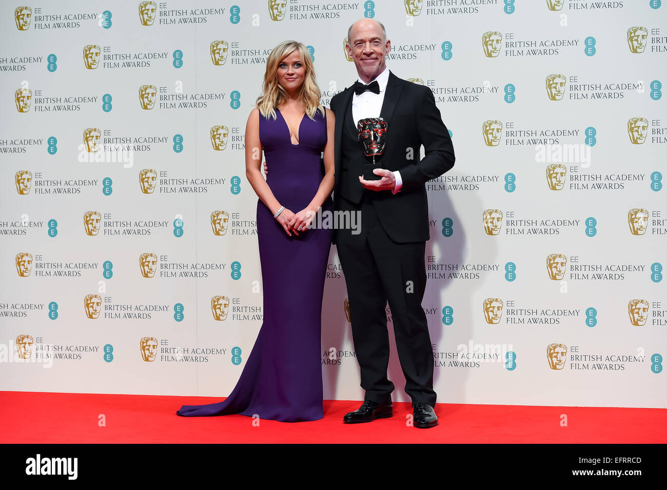 Reese Witherspoon et J.K. Simmons à l'EE British Academy Film Awards au Royal Opera House le 8 février 2015 à Londres, Banque D'Images