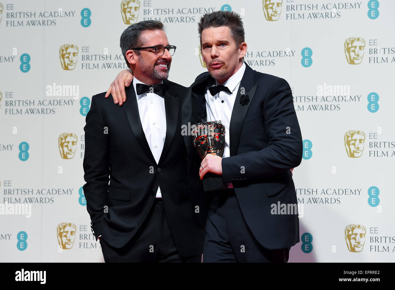 Steve Carell et Ethan Hawke à l'EE British Academy Film Awards au Royal Opera House le 8 février 2015 à Londres, Engla Banque D'Images