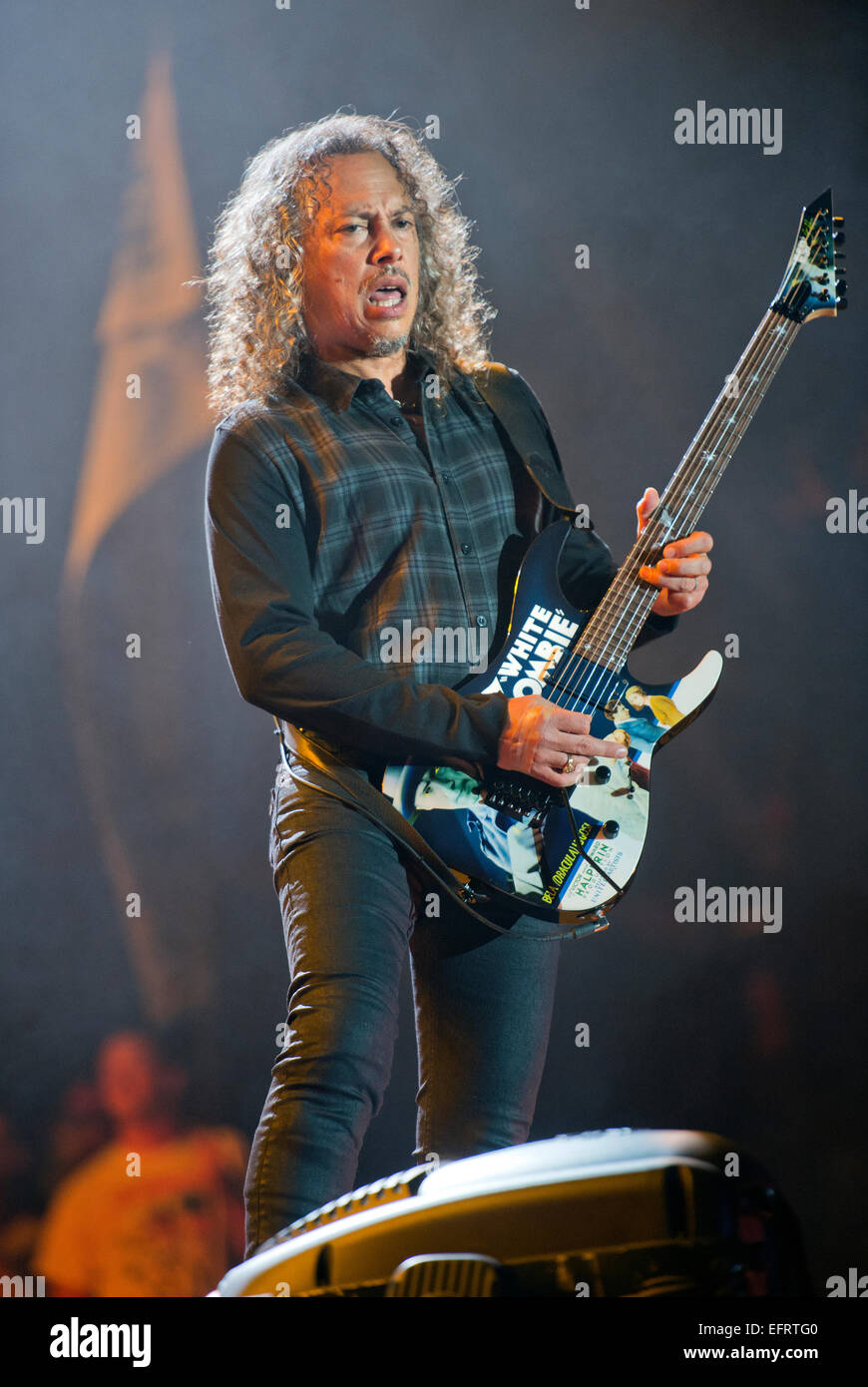 Kirk Hammett de Metallica sur la scène de la pyramide à Glastonbury Juin 2014 Banque D'Images