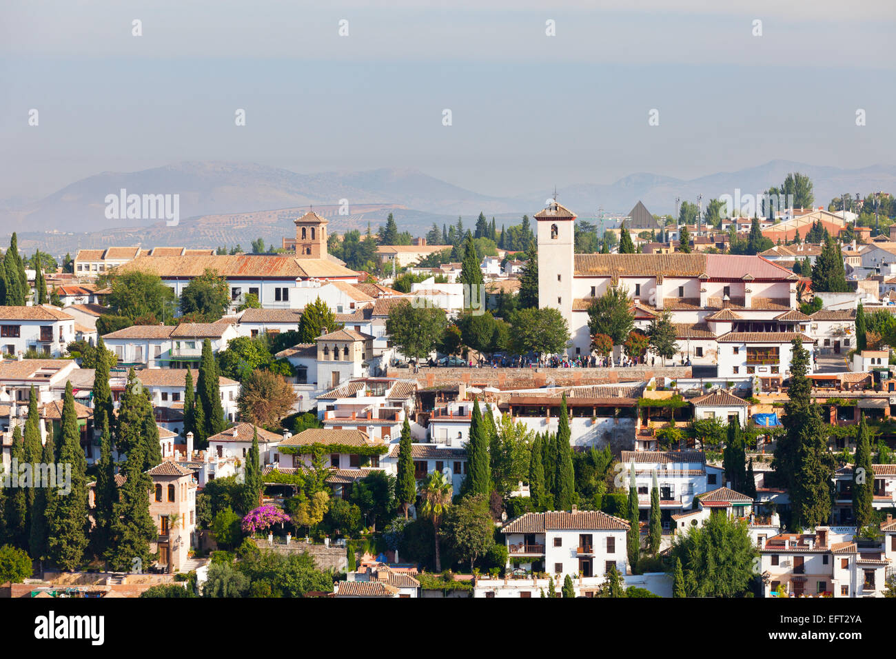 Vue du quartier arabe au lever du soleil, Granada, Espagne Banque D'Images
