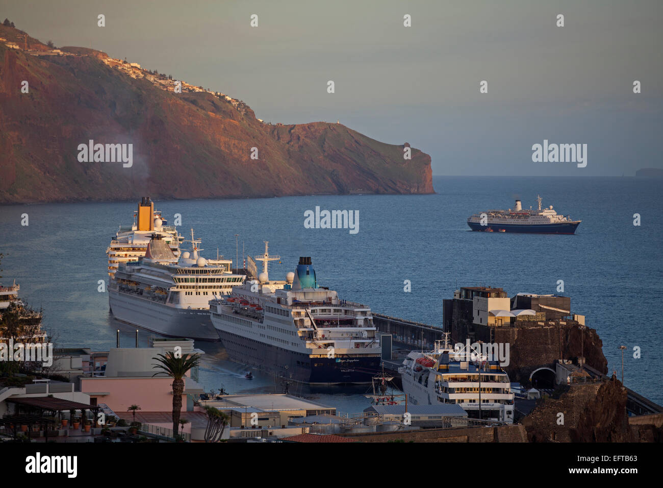 Des navires de croisière dans le port de Funchal Banque D'Images