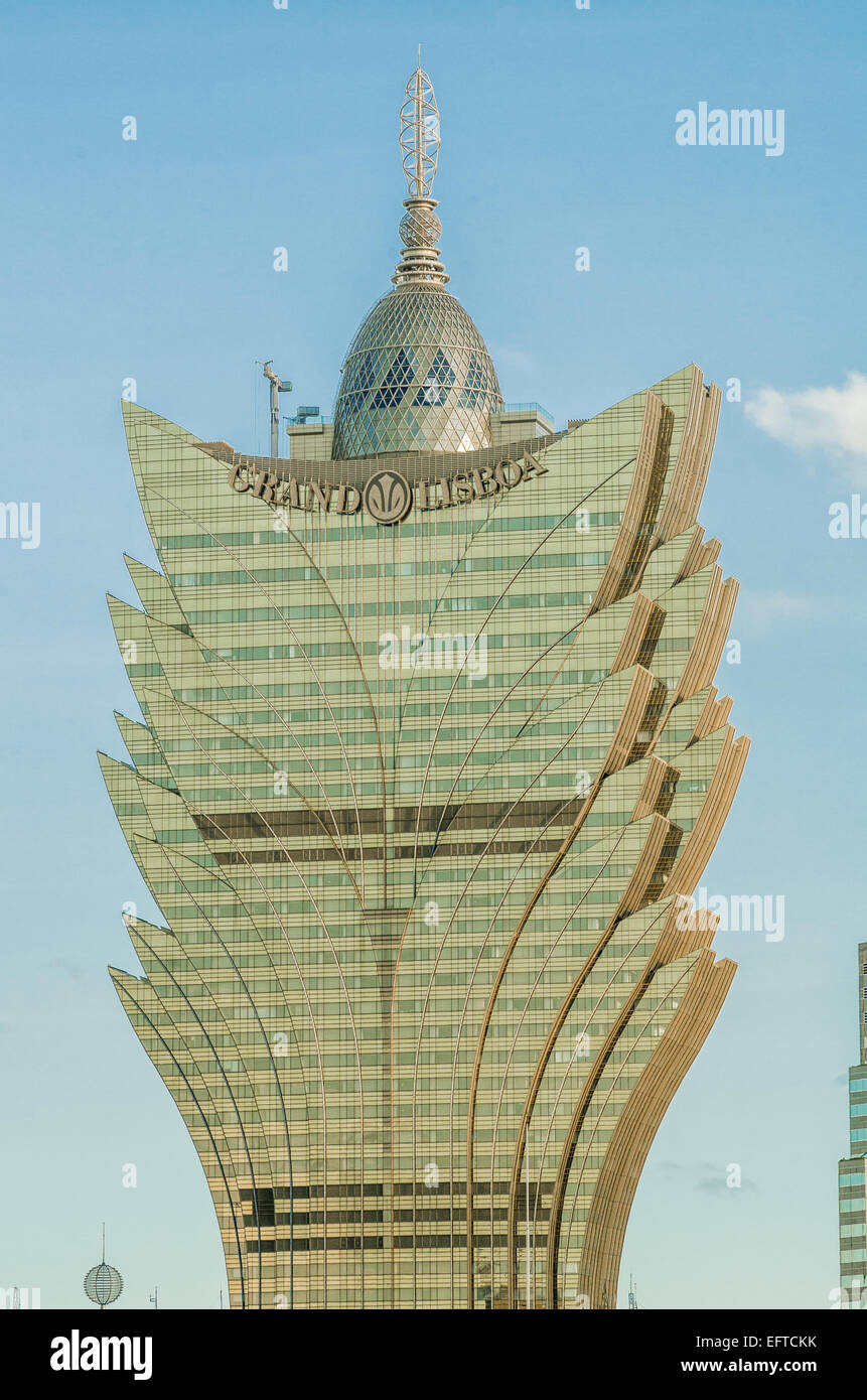 Grand et une infrastructure unique de Grand Lisboa Hotel et Casino à Macao Banque D'Images