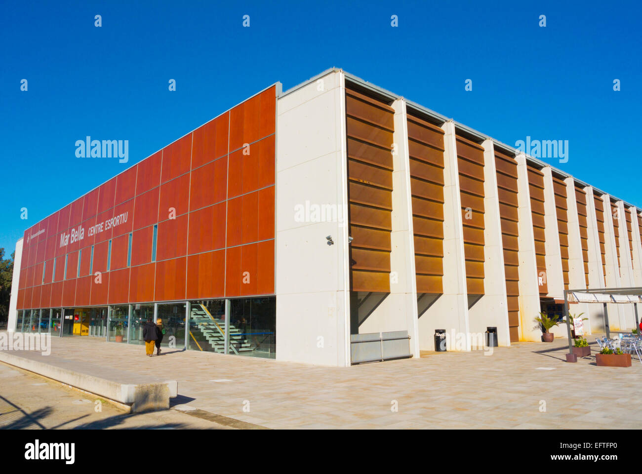 Centre Esportiu, indoor sports center et de l'arena, Mar Bella, Poblenou, Sant Marti, Barcelone, Espagne Banque D'Images