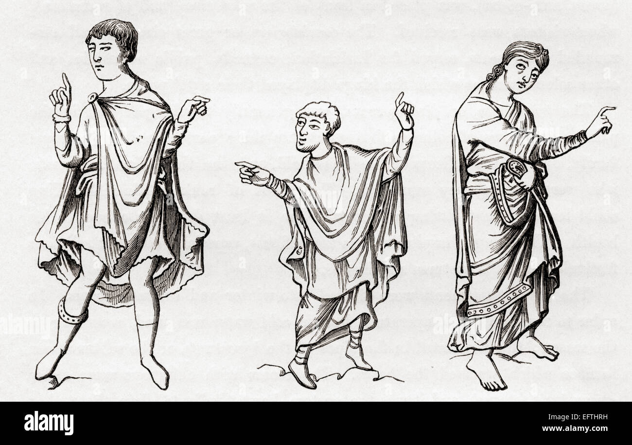 Costumes de la noblesse de la septième à la neuvième siècles. Banque D'Images