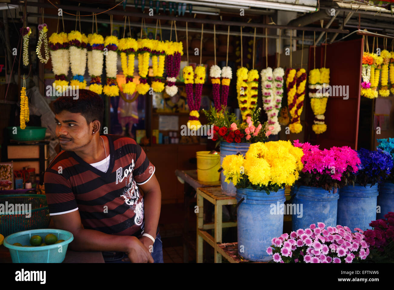 Boutique de fleurs indiennes à Georgetown, Penang, Malaisie. Banque D'Images