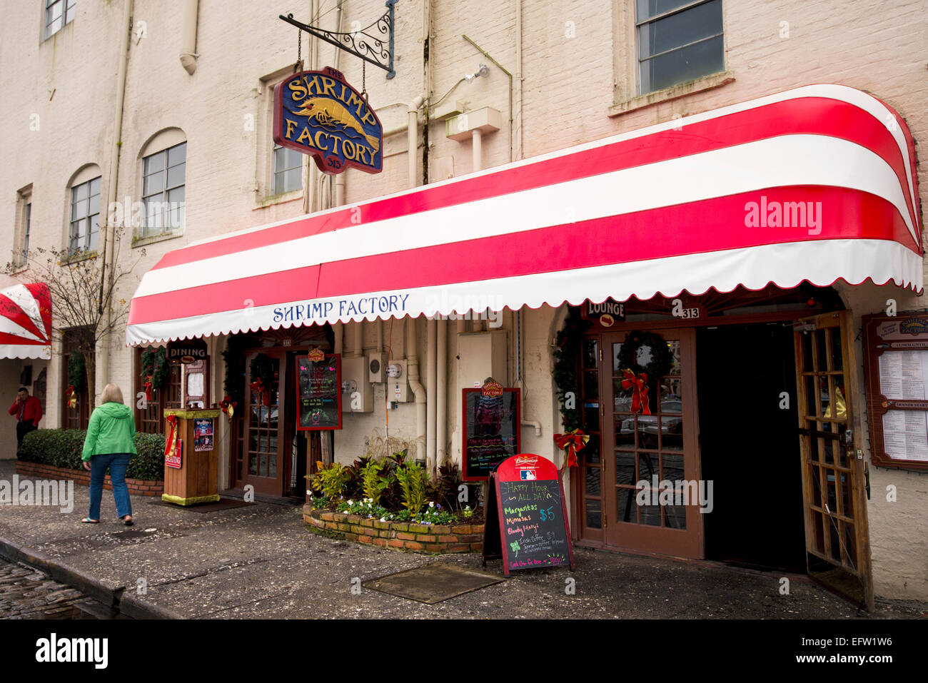 L'usine de crevettes, la rue de la rivière, centre-ville de Savannah en Géorgie Banque D'Images