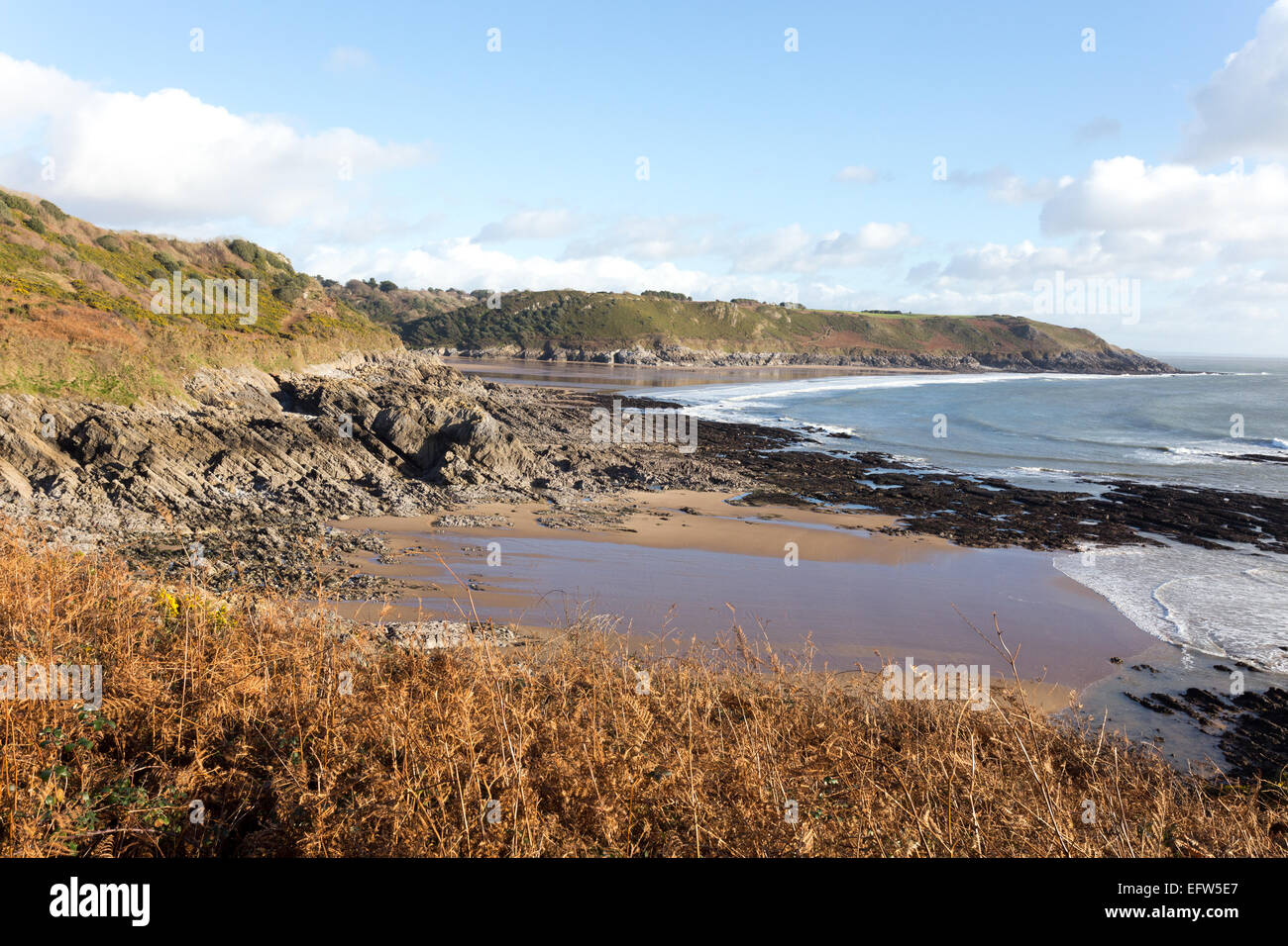 Vue sur Brandy Cove, près de Caswell Bay, sur le chemin de la Côte Sud du Pays de Galles Banque D'Images