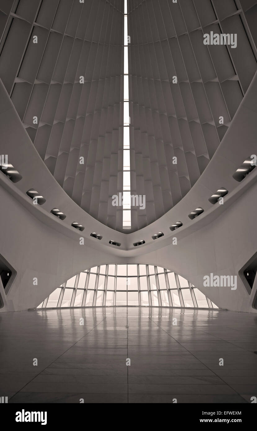 Le Milwaukee Art Museum de Milwaukee, Wisconsin, Etats-Unis, présente un ajout conçu par l'architecte Santiago Calatrava. Banque D'Images